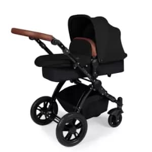 Ickle Bubba Stomp V3 2 in 1 Pushchair - Black on Black with Tan Handles