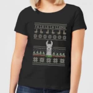 Fa La La La Llama Womens T-Shirt - Black - 3XL