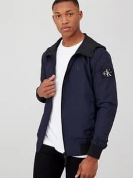 Calvin Klein Jeans Hooded Blocking Nylon Jacket - Navy
