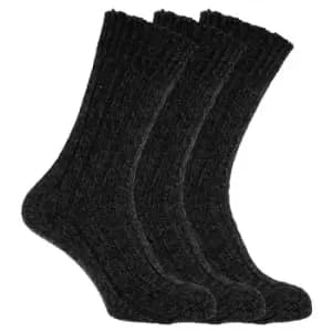 Mens Wool Blend Boot Socks (Pack Of 3) (UK Shoe 6-11, EUR 39-45) (Black)
