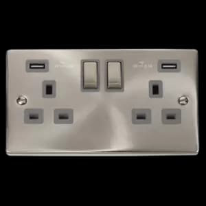 Click Scolmore Deco Ingot 2 Gang 13A 2x USB-A 4.2A Switched Socket - VPSC580GY