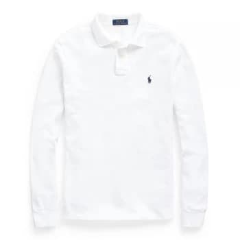Polo Ralph Lauren Custom Slim Fit Long Sleeved Polo Shirt - White