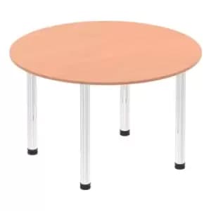 Impulse 1200mm Round Table Beech Top Chrome Post Leg
