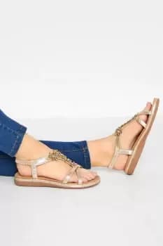 Wide & Extra Wide Fit Diamante Studded Sandals