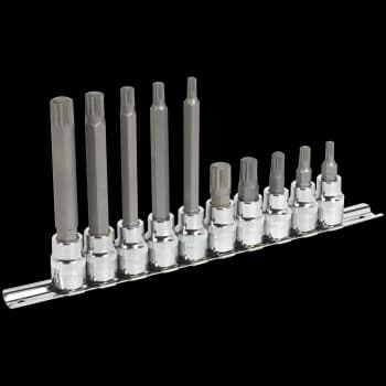 Sealey 10 Piece 3/8" Drive Spline Socket Bit Set 3/8"