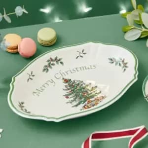 Christmas Tree Merry Christmas Tray Green