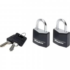 Masterlock Aluminium Vinyl Padlock Pack of 2 Keyed Alike 30mm Black Standard