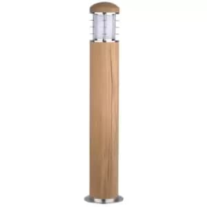 Elstead Poole - 1 Light Outdoor Bollard Light Stainless Steel, Teak IP55, E27