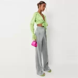 Missguided Wide Leg Trousers - Silver