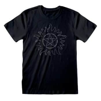 Supernatural - Text Symbol Unisex XX-Large T-Shirt - Black