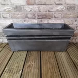 Samuel Alexander - Milano Grey Pewter Effect Trough Garden Planter 58.5cm w x 23cm h x 25cm d