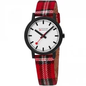 Mondaine Essence Quartz White Dial Tartan Cork Strap Unisex Watch MS1.41111.LC