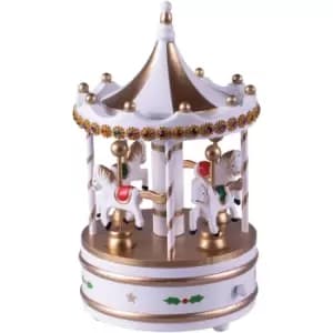 St Helens Xmas Carousel Music Box - White