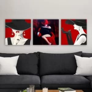 3PART108 Multicolor Decorative Canvas Painting (3 Pieces)