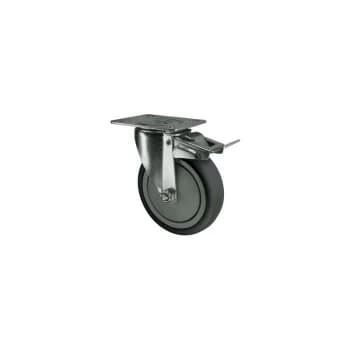 Braked Swivel Plate 125MM Rubber Tyre - Atlas Workholders
