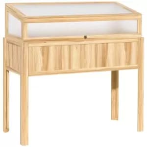 Outsunny Wood Cold Frame Mini Greenhouse With Elevated Garden Box - Natural Wood