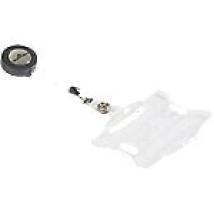 Durable Security Pass Badge Holder with Badge Reel Transparent 87 x 54mm 801119 10 Pieces