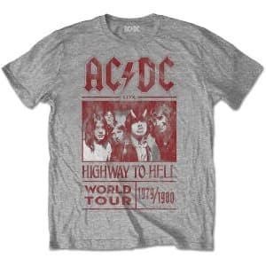 AC/DC - Highway to Hell World Tour 1979/1980 Unisex Small T-Shirt - Grey