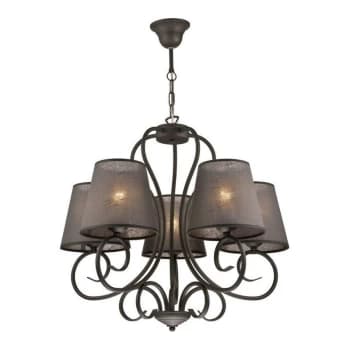 Lamkur Lighting - Lorenzo Multi Arm Pendant Ceiling Light, Fabric Shade, Anthracite, 5x E27