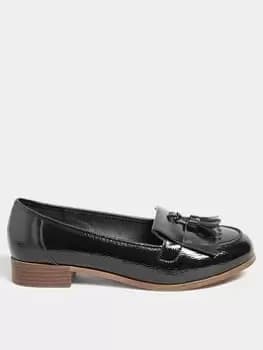 Yours Yours Wide Fit Patent Tassel Loafer Black, Size 5, Women