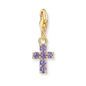 THOMAS SABO Gold Plated Amethyst Zirconia Cross Charm