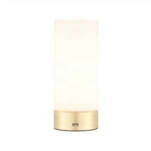 1 Light Table Lamp Brushed Brass, Matt Opal Duplex Glass, E14