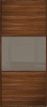 Wickes Sliding Wardrobe Door Wideline Walnut Panel and Cappuccino Glass - 2220 x 914mm