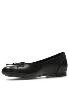 Clarks Wide Fit Couture Bloom Ballerinas - Black Leather, Size 3, Women