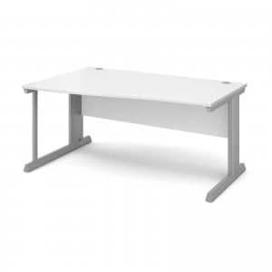 Vivo Left Hand Wave Desk 1600mm - Silver Frame White Top
