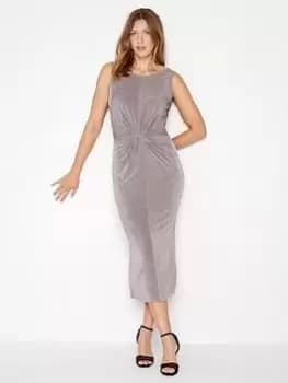Long Tall Sally Silver Knot Front Midi Dress, Silver, Size 10, Women