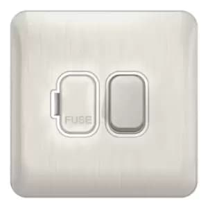 Schneider Electric Lisse Screwless Deco - Switched Single Fused Connection Unit, 13A, GGBL5010WSS, Stainless Steel with White Insert