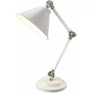 Table Lamp White Highly Polished Nickel Finish LED E27 60W Bulb