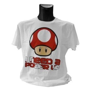 Nintendo - Super Mario Bros Red Mushroom I Need A Power Up Male XL T-Shirt - White