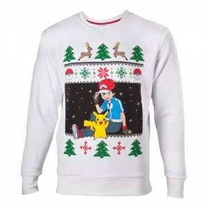 Pokemon Mens Ash & Pikachu X-Large Christmas Jumper