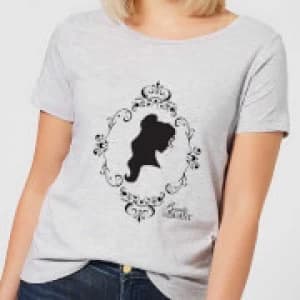 Disney Beauty And The Beast Belle Silhouette Womens T-Shirt - Grey - 3XL