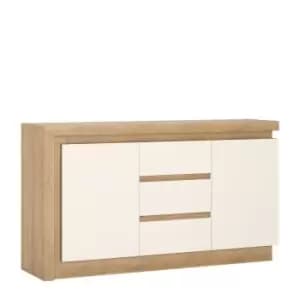Lyon 2 Door 3 Drawer Sideboard In Riviera Oak Effect/White High Gloss