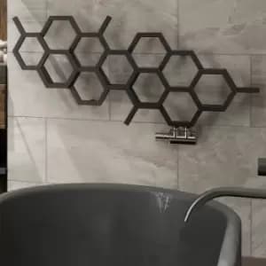 502x1126mm Terma Hex Designer Radiator Horizontal Black Single Panel - Black