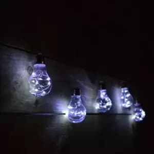 Set of 5 Premier Battery Edison Bulbs with 40 Cool White Pin Wire LEDs & Timer