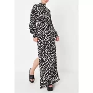 Missguided Tall Smudge Print High Neck Maxi Dress - Black