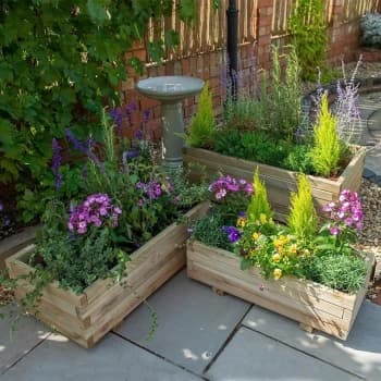 Forest Durham Rectangular Wooden Garden Planter 3'x19 (0.9x0.5m) - Set of 3 - Pressure treated