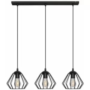 Helam Agat Straight Bar Pendant Ceiling Light Black 65cm