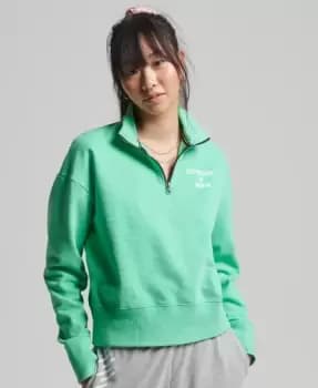 Superdry Womens Core Sport Half-Zip Top Green / Hot Mint - Size: 6