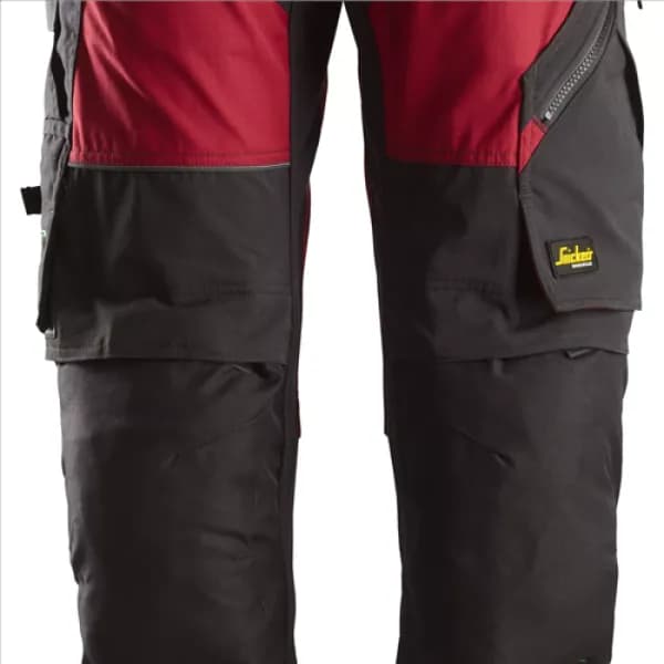 Snickers FlexiWork Work Trousers+ - Chilli Red/Black - 100