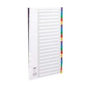Concord A4 Index 1 20 Polypropylene Multipunched Reinforced Multicolour Tabs 120 Micron White