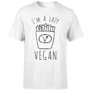 Lazy Vegan Mens T-Shirt - White - 3XL