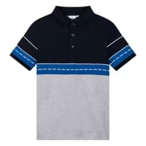 Boss Kids Boys Repeat Logo Colour Block Polo Shirt In Navy - Size 6 Years