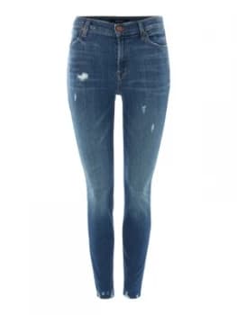 J Brand Maria High Rise Skinny Disstressed Jean Denim Mid Wash