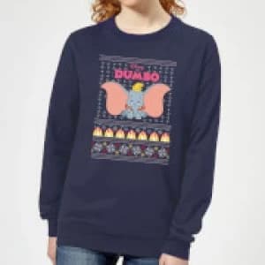 Disney Classic Dumbo Womens Christmas Sweatshirt - Navy - L