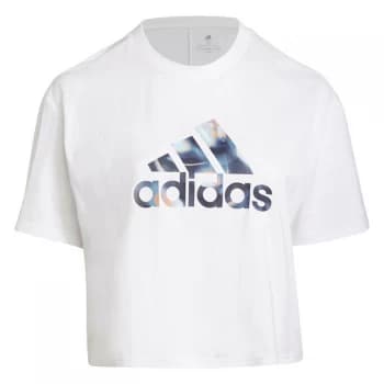 adidas U4U Crop Logo T-Shirt (Plus Size) Womens - White