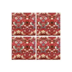 William Morris Strawberry Thief Red Pack Of 4 Napkins